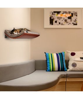 Cosy and Dozy - Chill Cat Shelf - Walnut + Soft Grey