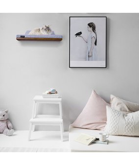 Cosy and Dozy - Chill Cat Shelf - Walnut + Soft Grey