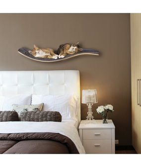 Cosy and Dozy - Chill DeLuxe Cat Shelf - Walnut + Smooth Dark Grey