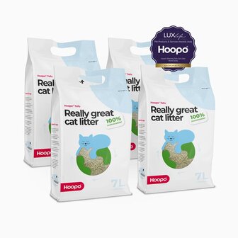 HOOPO - Tofu Kattenbakvulling - Doos van 4 x 7 Liter