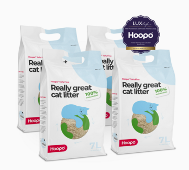 HOOPO - Tofu Fine Kattenbakvulling - Doos van 4 x 7 Liter