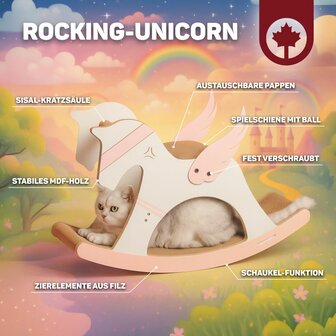 Canadian Cat Krabmeubel Unicorn - Wit-Roze - 74 x 26 x 50 cm