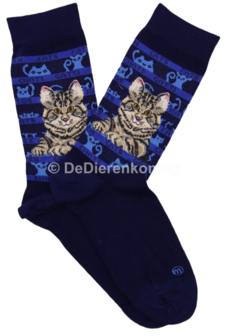 Meia Mania Sokken 'Kat' &ndash; Diepblauw &ndash; Maat 35/38
