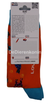 Meia Mania Sokken met Katten &ndash; Oranje &amp; Lichtblauw &ndash; Maat 43/46