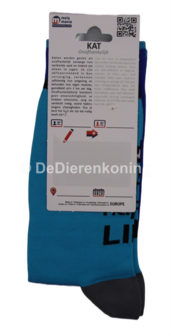 Meia Mania Sokken - Kat -  'I Do What I Want' &ndash; Blauw &amp; Lichtblauw &ndash; Maat 43/46