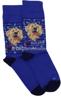 Meia Mania Sokken met Golden Retriever &ndash; Blauw &ndash; Maat 35/38