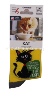 Meia Mania Kindersokken met Katten en Hilarische Tekst &ndash; Geel/Oranje &ndash; Maat 27/30