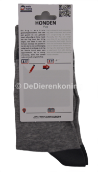 Meia Mania Sokken met Mopshonden &ndash; Lichtgrijs &ndash; Maat 35/38