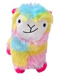 Alpaca Angie in regenboogkleuren met Valeriaan en Spelt