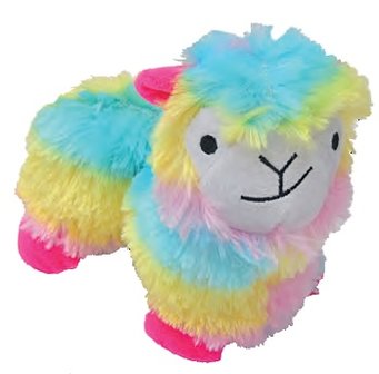 Alpaca Angie in regenboogkleuren met Valeriaan en Spelt