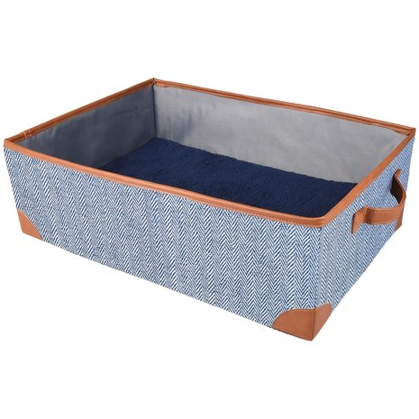 Flamingo Mand Denie Blauw-Wit met Kussen 50 x 35 x 16.5 cm