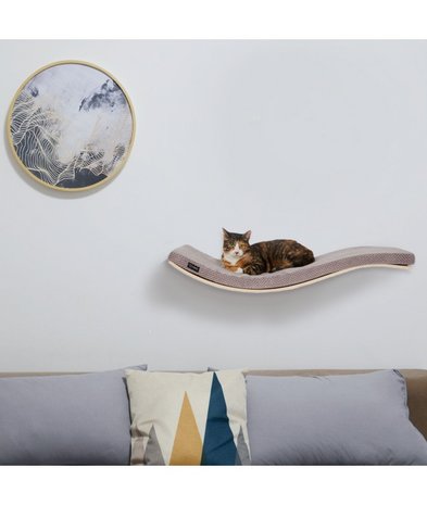 Cosy and Dozy - Chill DeLuxe Cat Shelf - Walnut + Soft Cappuccino