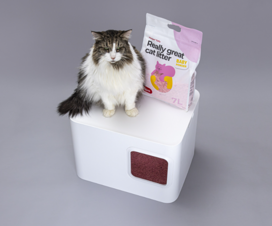 HOOPO - Tofu Kattenbakvulling Babypoeder- Doos van 4 x 7 Liter