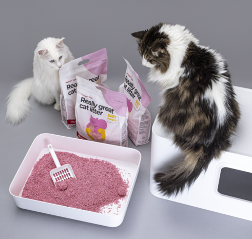 HOOPO - Tofu Kattenbakvulling Babypoeder- Doos van 4 x 7 Liter