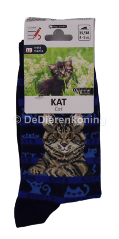 Meia Mania Sokken 'Kat' &ndash; Diepblauw &ndash; Maat 35/38