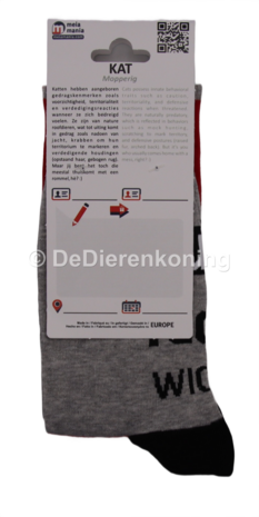 Meia Mania Sokken Kat 'Grumpy' &ndash; Rood & Grijs &ndash; Maat 35/38