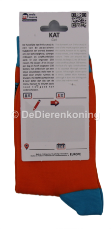 Meia Mania Sokken met Katten &ndash; Oranje & Lichtblauw &ndash; Maat 35/38