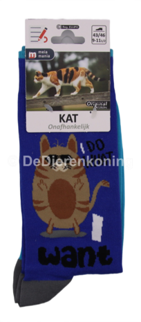 Meia Mania Sokken - Kat -  'I Do What I Want' &ndash; Blauw & Lichtblauw &ndash; Maat 43/46