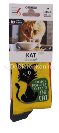 Meia Mania Kindersokken met Katten en Hilarische Tekst &ndash; Geel/Oranje &ndash; Maat 31/34