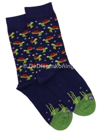 Meia Mania Sokken met Schildpadden &ndash; Donkerblauw &ndash; Maat 35/38